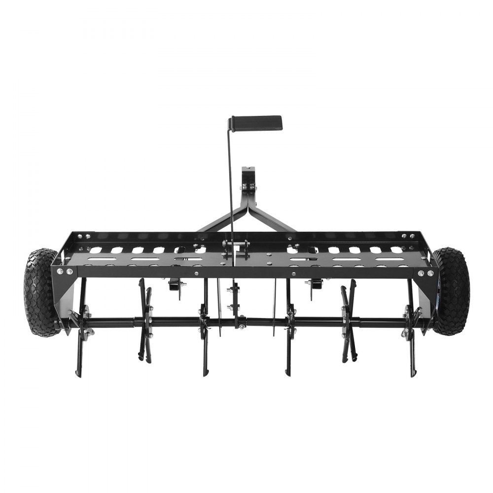 VEVOR Tow Behind Plug Aerator, 40 in Lawn Core Aerator Tool Universal Hitch, 120lbs Weight Capacity, Heavy Duty  & Rust-Resistant, Pull Behind Spike Aerators with Tray for Farmland & Garden Tractors