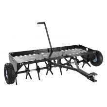 VEVOR Tow Behind Plug Aerator, 40 in Lawn Core Aerator Tool Universal Hitch, 150lbs Weight Capacity, Heavy Duty Pull Behind Spike Aerators with Tray & 10.6 in Wheels, for Farmland & Garden Tractors
