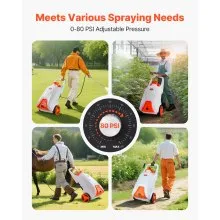 13.1Gal Battery Powered Sprayer with Cart Wheeled 0-80 PSI Electric Weed Sprayer