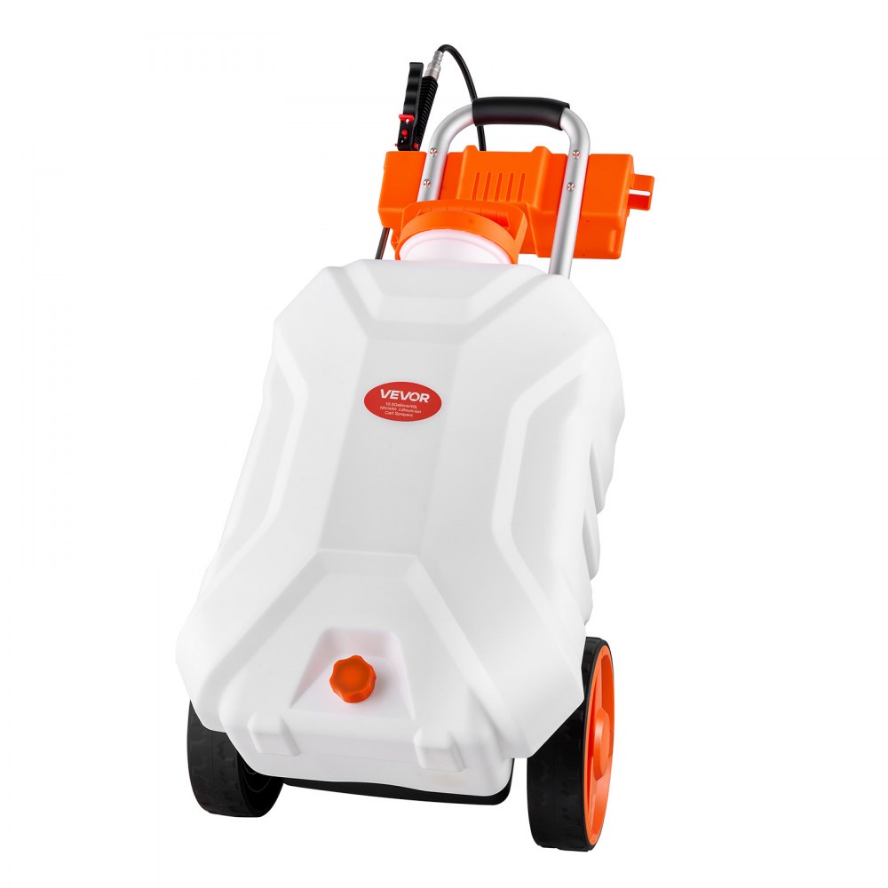 VEVOR Battery-Powered Sprayer with Wheeled Cart, 10 Gallons Electric Weed Sprayer, Adjustable 0-80 PSI, Yard Lawn Sprayers with Wheels, 5 Nozzles & 98ft Hose, 3-6H Spray Time, for Weeding, Cleaning