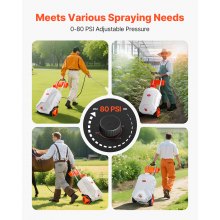 10 Gal Battery Powered Sprayer with Cart Wheeled 0-80 PSI Electric Weed Sprayer