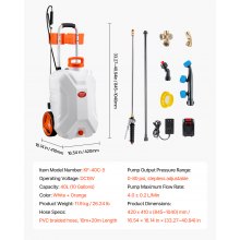 10 Gal Battery Powered Sprayer with Cart Wheeled 0-80 PSI Electric Weed Sprayer