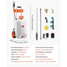 10 Gal Battery Powered Sprayer with Cart Wheeled 0-80 PSI Electric Weed Sprayer