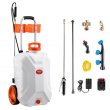10 Gal Battery Powered Sprayer with Cart Wheeled 0-80 PSI Electric Weed Sprayer