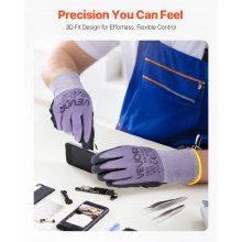 VEVOR Work Gloves 12-Pair Touch Screen Nitrile-Coated Garden Construction Gloves