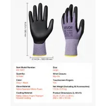 VEVOR Work Gloves 12-Pair Touch Screen Nitrile-Coated Garden Construction Gloves