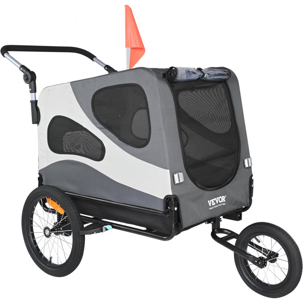 VEVOR VEVOR Dog Bike Trailer, Supports up to 100 lbs, 2-in-1 Pet Stroller  Cart Bicycle Carrier, Easy Folding Cart Frame with Quick Release Wheels, Universal  Bicycle Coupler, Reflectors, Flag, Black/Gray