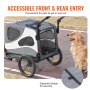VEVOR koiran pyörän peräkärry, kantaa jopa 100 paunaa, 2-in-1 lemmikkivaunujen polkupyöräteline, helposti taitettava kärryrunko pikakiinnityspyörillä, yleinen polkupyörän kiinnitys, heijastimet, lippu, musta/harmaa