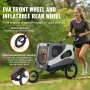 VEVOR dog bike trailer with eva front wheel and inflatable rear wheel for easy pushing and smooth travel.