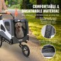 VEVOR dog bike trailer showing a content dog inside with breathable mesh and waterproof pvc canvas.