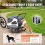 VEVOR dog bike trailer features front and rear entry, zippered security, and large size for dogs.