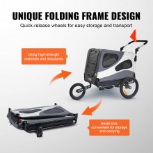 VEVOR Dog Bike Trailer, Supports up to 45 kg, 2-in-1 Pet Stroller Cart Bicycle Carrier, Easy Folding Cart Frame with Quick Release Wheels, Universal Bicycle Coupler, Reflectors, Flag, Black/Gray