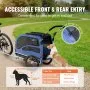 VEVOR Dog Bike Trailer, Supports up to 100 lbs, 2-in-1 Pet Stroller Cart Bicycle Carrier, Easy Folding Cart Frame with Quick Release Wheels, Universal Bicycle Coupler, Reflectors, Flag, Blue/Black