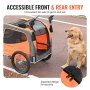 VEVOR Dog Bike Trailer, Supports up to 30 kg, 2-in-1 Pet Stroller Cart Bicycle Carrier, Easy Folding Cart Frame with Quick Release Wheels, Universal Bicycle Coupler, Reflectors, Flag, Orange/Gray
