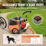 VEVOR Dog Bike Trailer, Supports up to 66 lbs, 2-in-1 Pet Stroller Cart Bicycle Carrier, Easy Folding Cart Frame with Quick Release Wheels, Universal Bicycle Coupler, Reflectors, Flag, Orange/Gray