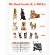 VEVOR Dog Bike Trailer Pet Bicycle Trailer & Stroller 100 lbs Water Resistant