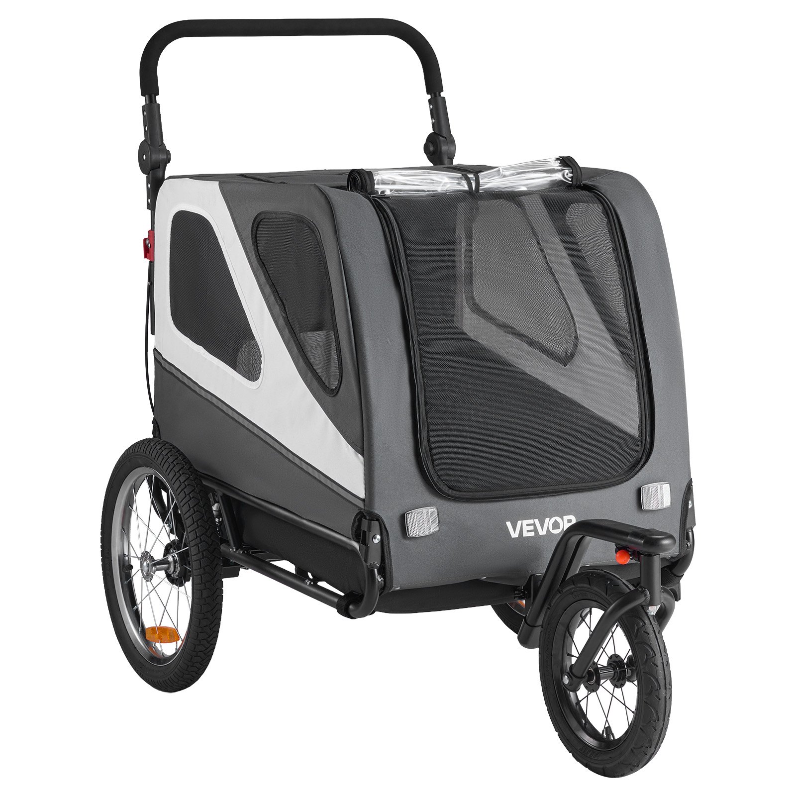 VEVOR Dog Bike Trailer, Supports up to 100 lbs, 2-in-1 Pet Stroller Cart Bicycle Carrier for Small & Large Dogs, Easy Folding Frame with Quick Release Wheel, Universal Bicycle Coupler, Internal Leash