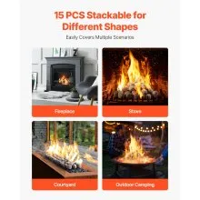 1-2 Inch 48 Pcs Ceramic Fire Pebble Stones Lava Rocks Reusable