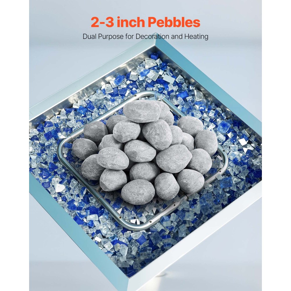 VEVOR Ceramic Fire Pebble Stones, 50.8-76.2 mm 30 Pcs Lava Rocks, Reusable Fire Pit Stones Indoor and Outdoor Use, Decorative Firepit Rocks for Propane/Gas Fireplace, Stove, Courtyard, Camping