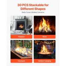 2-3 Inch 30 Pcs Ceramic Fire Pebble Stones Lava Rocks Reusable