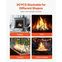 2-3 Inch 30 Pcs Ceramic Fire Pebble Stones Lava Rocks Reusable