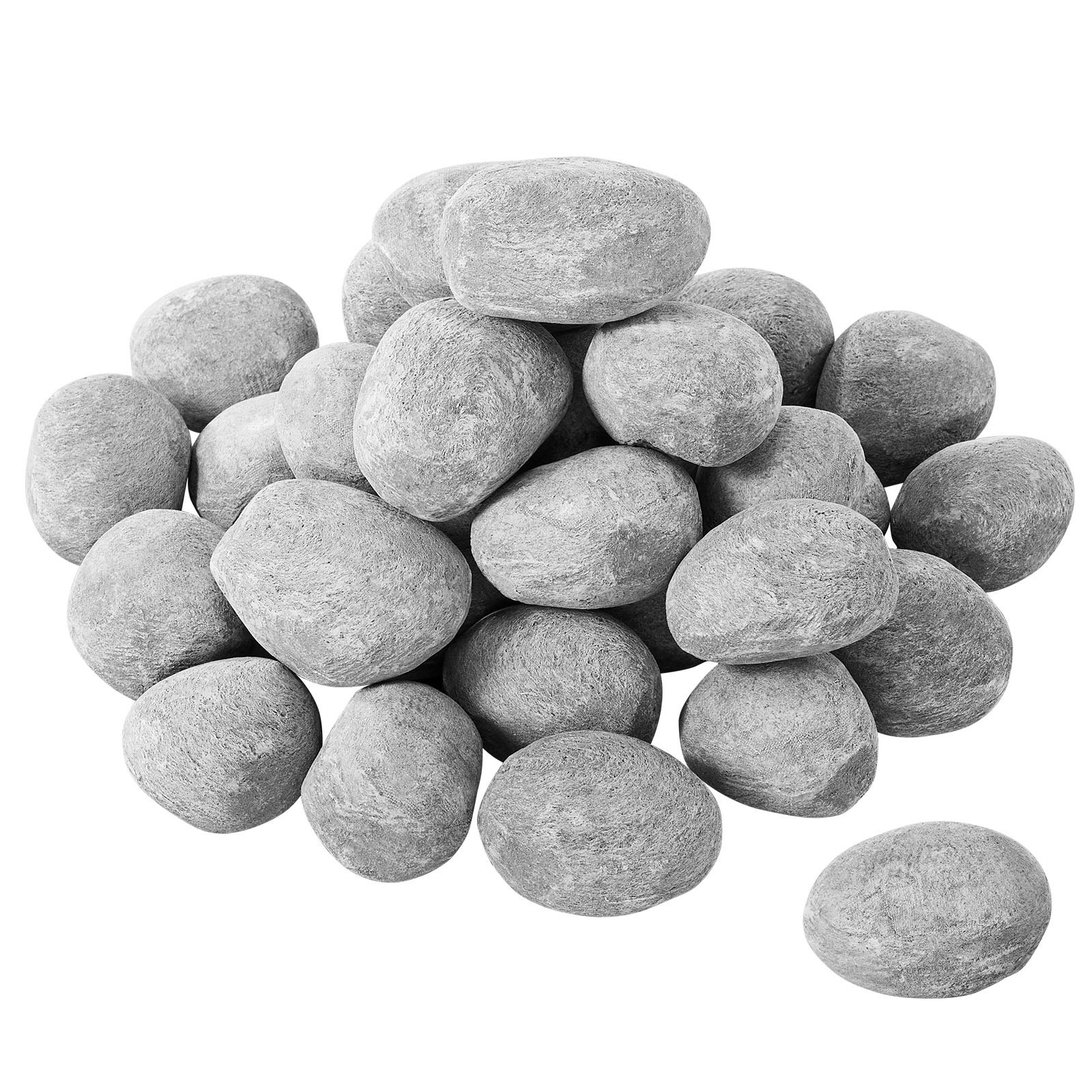 VEVOR Ceramic Fire Pebble Stones, 50.8-76.2 mm 30 Pcs Lava Rocks, Reusable Fire Pit Stones Indoor and Outdoor Use, Decorative Firepit Rocks for Propane/Gas Fireplace, Stove, Courtyard, Camping