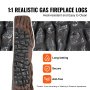VEVOR 10 Pcs Gas Fireplace Logs, Large Ceramic Logs for Fireplace Decorative, Heat-Resistant Wood Log Gas Realistic Logs, Stackable Wood Branches for Gas Fireplace, Firebowl Indoor or Outdoor