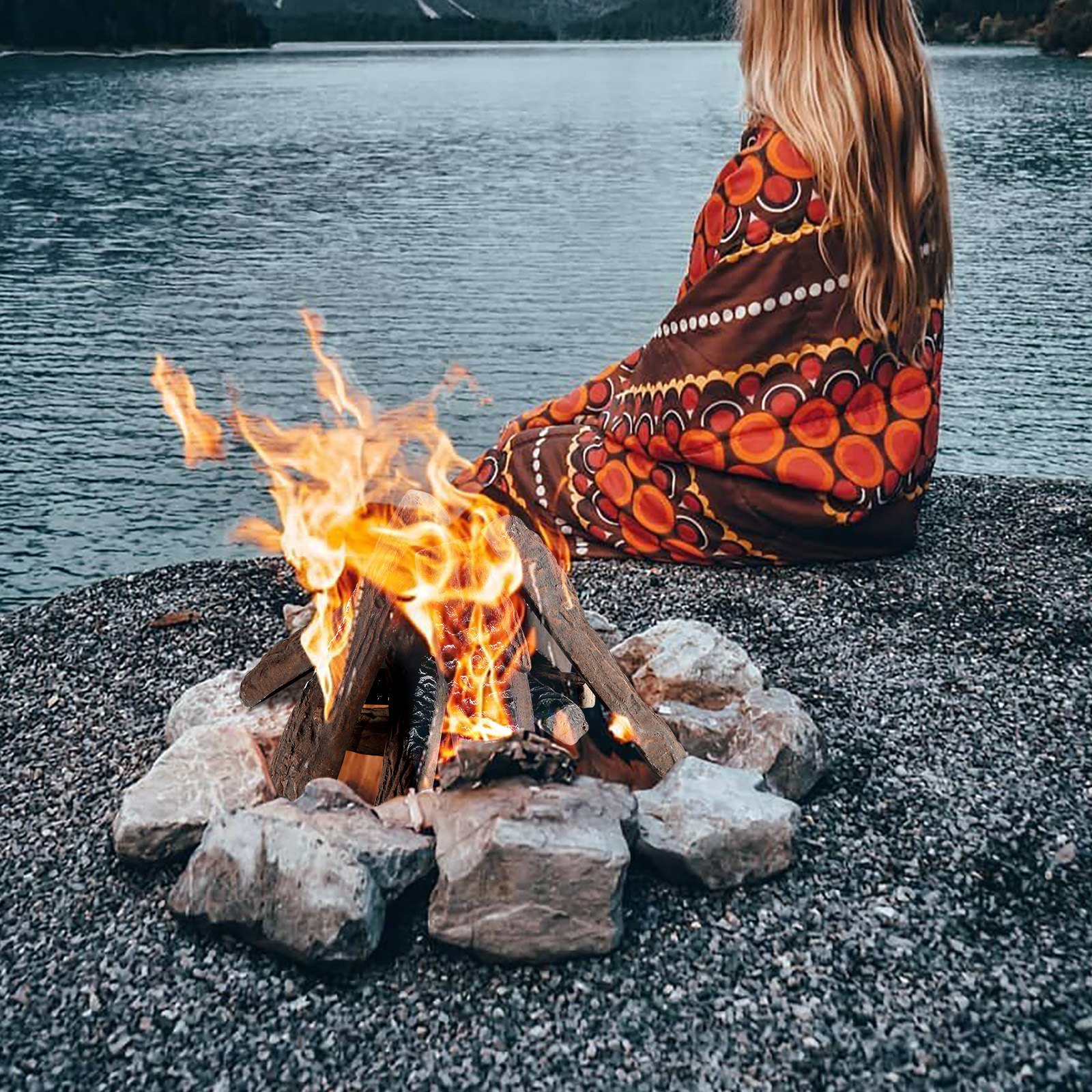 VEVOR 10 Pcs Gas Fireplace Logs, Large Ceramic Logs for Fireplace Decorative, Heat-Resistant Wood Log Gas Realistic Logs, Stackable Wood Branches for Gas Fireplace, Firebowl Indoor or Outdoor