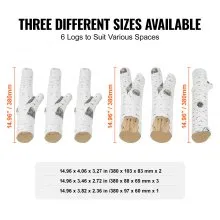 VEVOR 6 Pcs Large Withe Birch Logs, Gas Fireplace Ceramic Logs for Fire place, Heat-Resistant Wood Log Gas Realistic Logs, Stackable Wood Branches for Gas Fireplace, Firebowl Indoor or Outdoor
