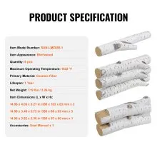VEVOR 6 Pcs Large Withe Birch Logs, Gas Fireplace Ceramic Logs for Fire place, Heat-Resistant Wood Log Gas Realistic Logs, Stackable Wood Branches for Gas Fireplace, Firebowl Indoor or Outdoor