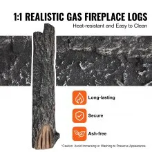 VEVOR 8 Pcs Oak Logs, Gas Fireplace Ceramic Logs for Fire place, Heat-Resistant Wood Log Gas Realistic Logs, Stackable Wood Branches for Gas Fireplace, Firebowl Indoor or Outdoor