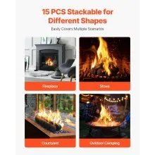 VEVOR 7.6 cm 15 Pcs Ceramic Fire Balls Round Fire Stones Reusable Lava Rocks