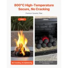 VEVOR 10 cm 12 Pcs Ceramic Fire Balls Round Fire Stones Reusable Lava Rocks