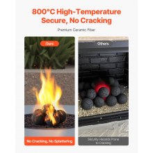 5 Inch 6 Pcs Ceramic Fire Balls Round Fire Stones Reusable Lava Rocks