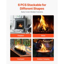 5 Inch 6 Pcs Ceramic Fire Balls Round Fire Stones Reusable Lava Rocks