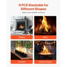 VEVOR 12.5 cm 6 Pcs Ceramic Fire Balls Round Fire Stones Reusable Lava Rocks