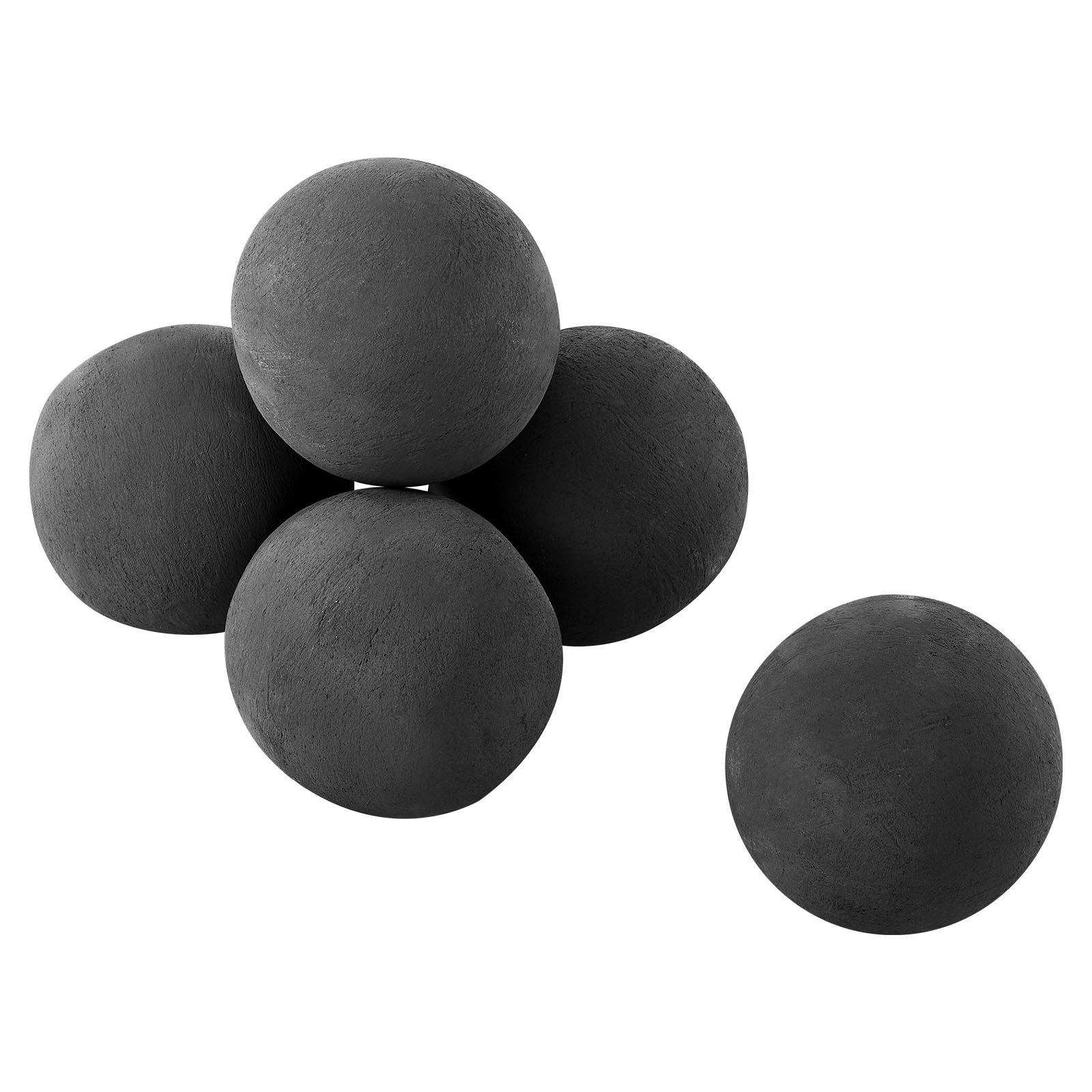 VEVOR Ceramic Fire Balls, 125 mm 6 Pcs Round Fire Stones, Reusable Lava Rocks Indoor and Outdoor Use, Decorative Fire Pit Rocks for Propane/Gas Fireplace, Stove, Courtyard, Camping, Black