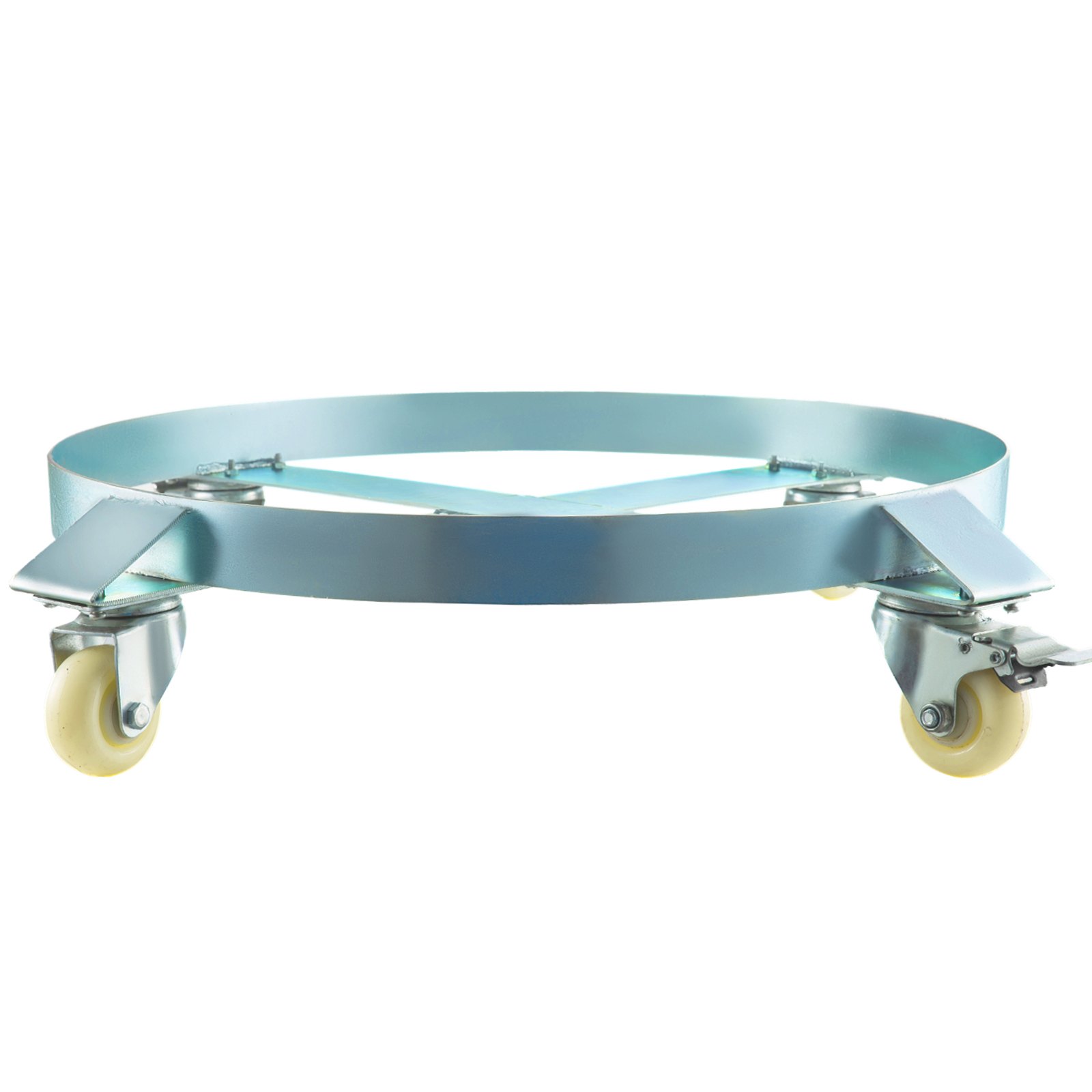 VEVOR Heavy Duty Steel 55 Gallon Drum Dolly Swivel Caster with 4 Hard Rubber Swivel Wheels 55 Gallon Steel Frame Non Tipping