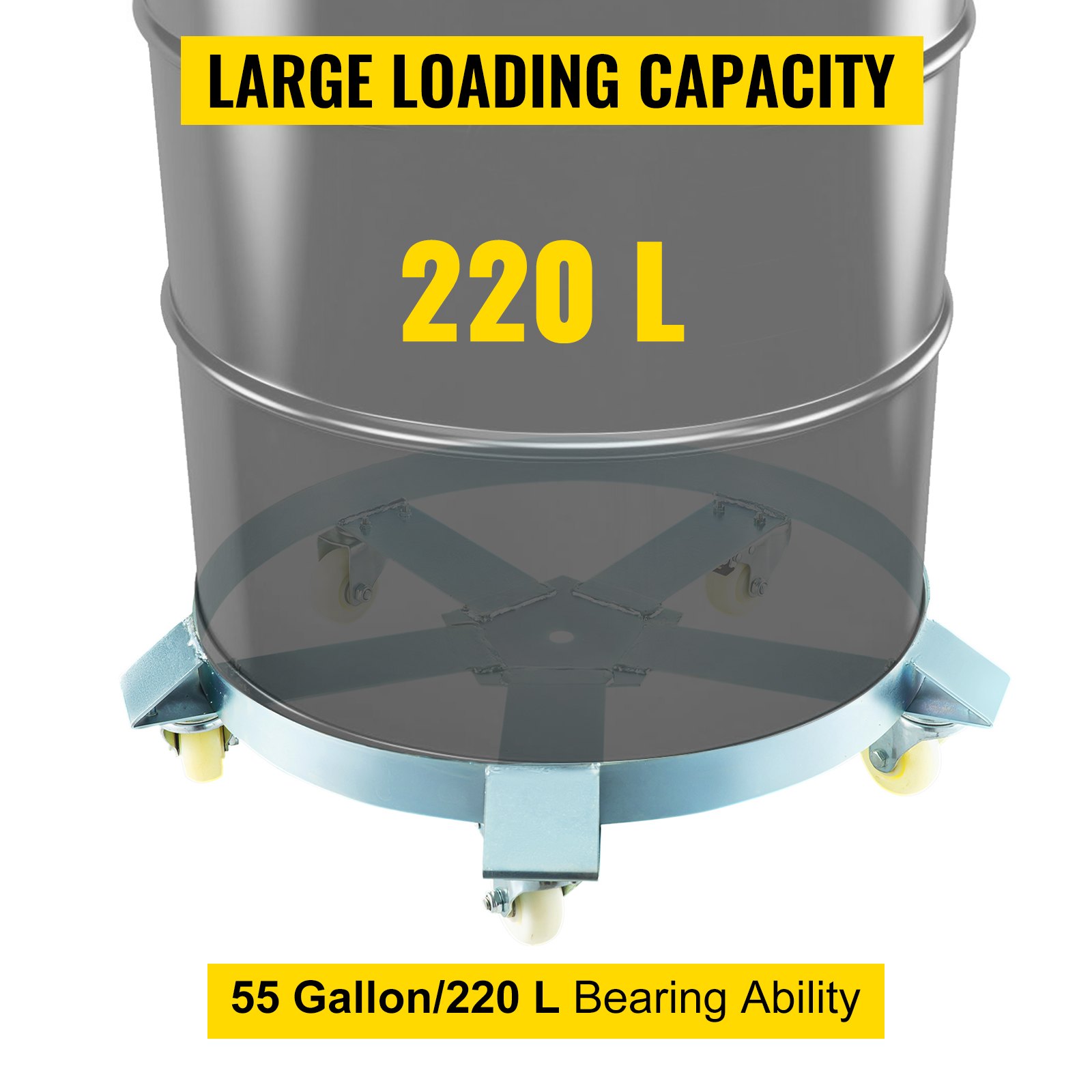 VEVOR 55 Gallon Drum Dolly with 5 Swivel Caster Wheels, Barrel Dolly Cart Heavy Duty Steel Frame Non Tipping, 1 Pack