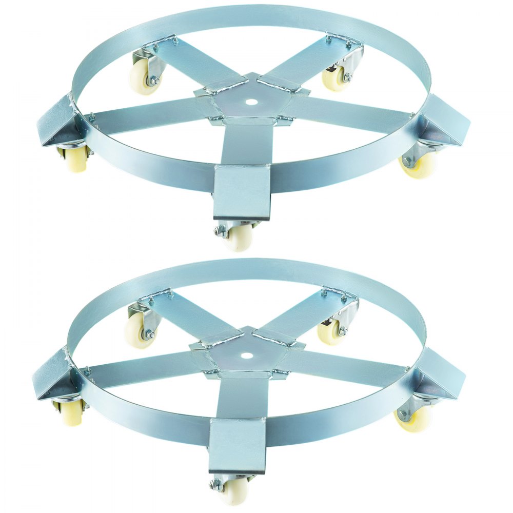 VEVOR 55 Gallon Drum Dolly with 5 Swivel Caster Wheels, Barrel Dolly Cart Heavy Duty Steel Frame Non Tipping, 2 Packs