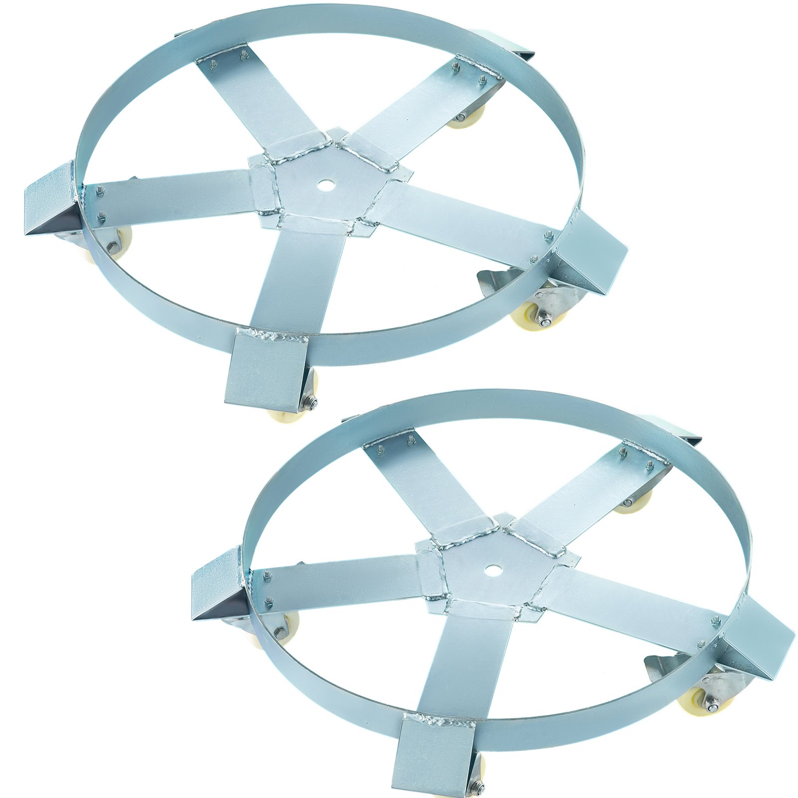 VEVOR 55 Gallon Drum Dolly with 5 Swivel Caster Wheels, Barrel Dolly Cart Heavy Duty Steel Frame Non Tipping, 2 Packs