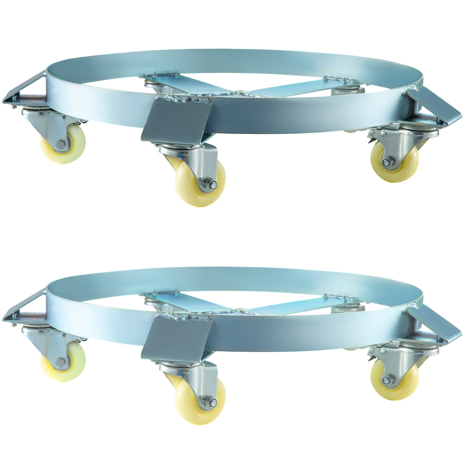 VEVOR 55 Gallon Drum Dolly with 5 Swivel Caster Wheels, Barrel Dolly Cart Heavy Duty Steel Frame Non Tipping, 2 Packs