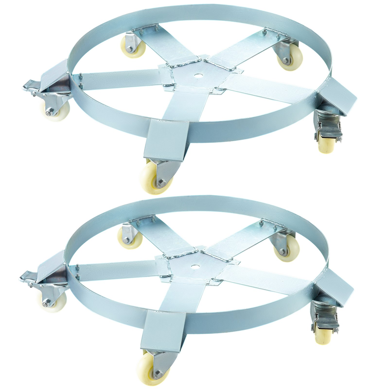 VEVOR 55 Gallon Drum Dolly with 5 Swivel Caster Wheels, Barrel Dolly Cart Heavy Duty Steel Frame Non Tipping, 2 Packs