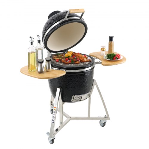 VEVOR 18" Ceramic Barbecue Grill Smoker Portable Round Outdoor Grill for Patio