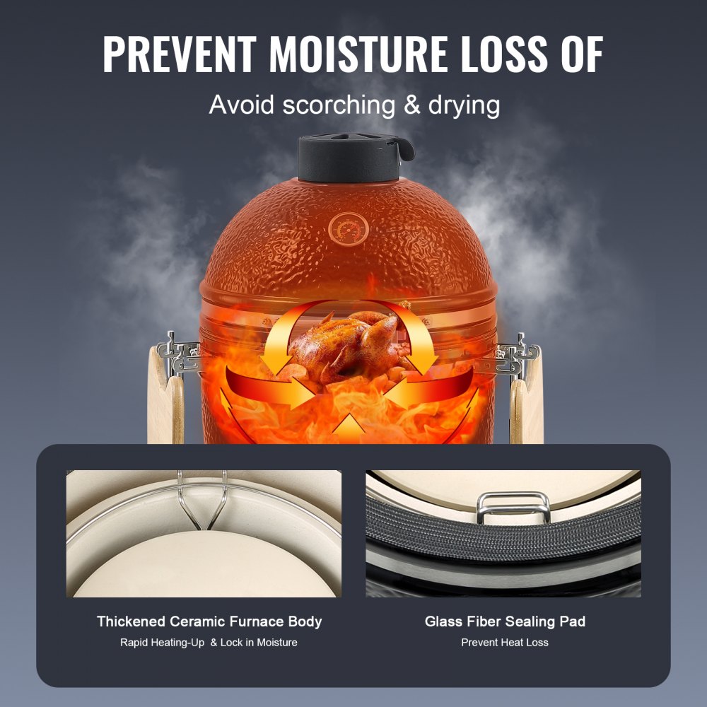 VEVOR Portable Charcoal Grill, Propane Gas Grills with Cover and Cart, Heavy Duty Stainless Steel BBQ Grill, Mini Smoker for Outdoor Cooking, Barbecue Camping, Picnic, and Backyard, Black