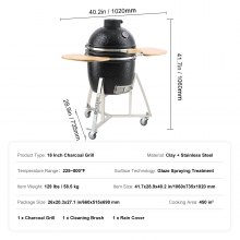 VEVOR Portable Charcoal Grill, Propane Gas Grills with Cover and Cart, Heavy Duty Stainless Steel BBQ Grill, Mini Smoker for Outdoor Cooking, Barbecue Camping, Picnic, and Backyard, Black