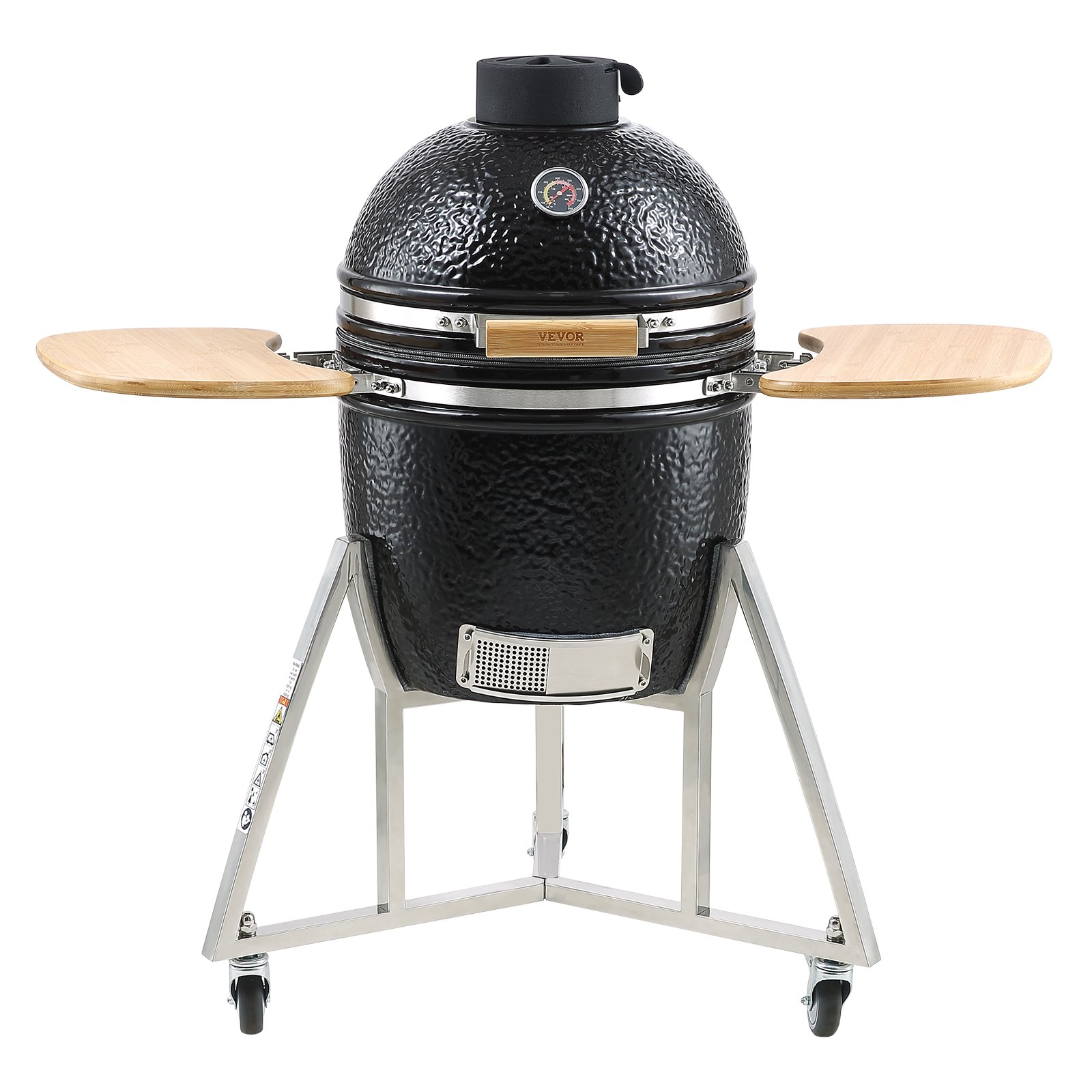 VEVOR Portable Charcoal Grill, Propane Gas Grills with Cover and Cart, Heavy Duty Stainless Steel BBQ Grill, Mini Smoker for Outdoor Cooking, Barbecue Camping, Picnic, and Backyard, Black