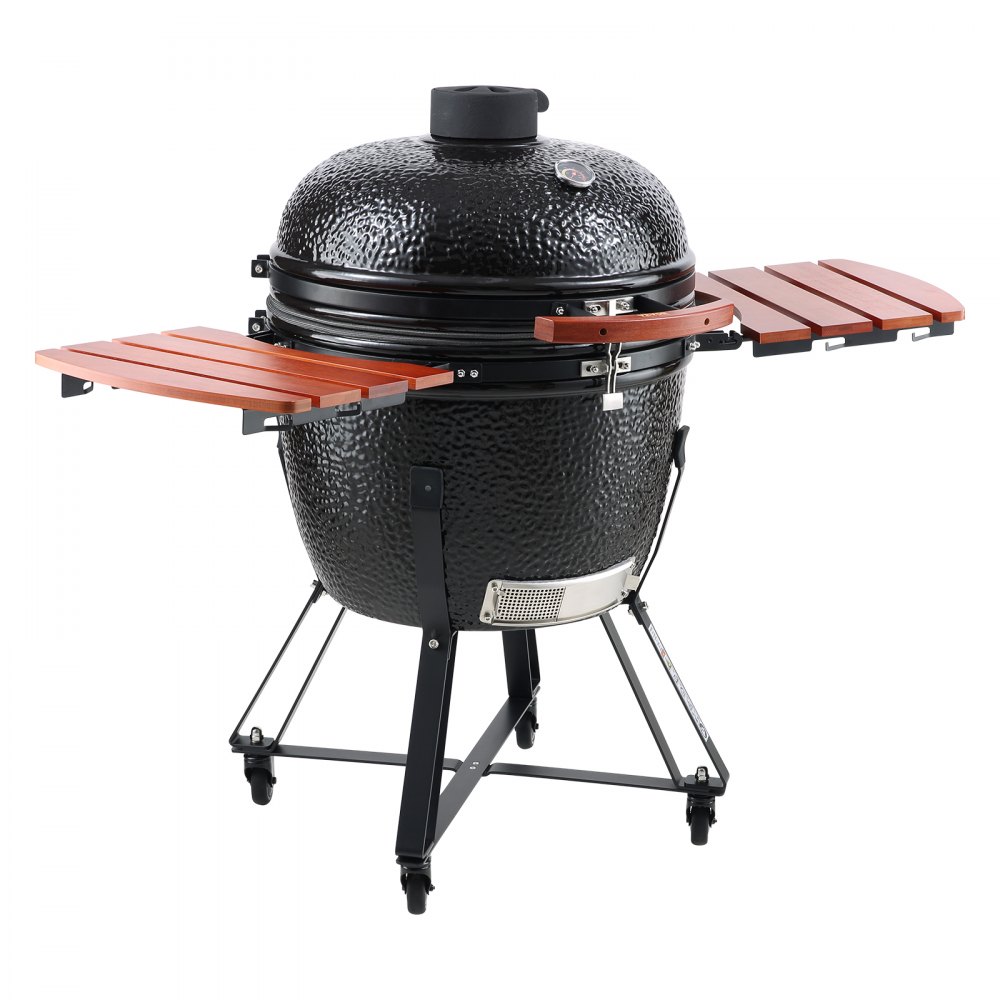 VEVOR Portable Charcoal Grill, Propane Gas Grills with Cover and Cart, Heavy Duty Stainless Steel BBQ Grill, Mini Smoker for Outdoor Cooking, Barbecue Camping, Picnic, and Backyard, Black