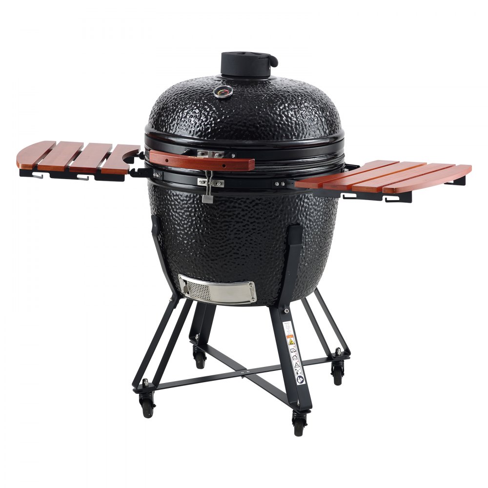 VEVOR Portable Charcoal Grill, Propane Gas Grills with Cover and Cart, Heavy Duty Stainless Steel BBQ Grill, Mini Smoker for Outdoor Cooking, Barbecue Camping, Picnic, and Backyard, Black