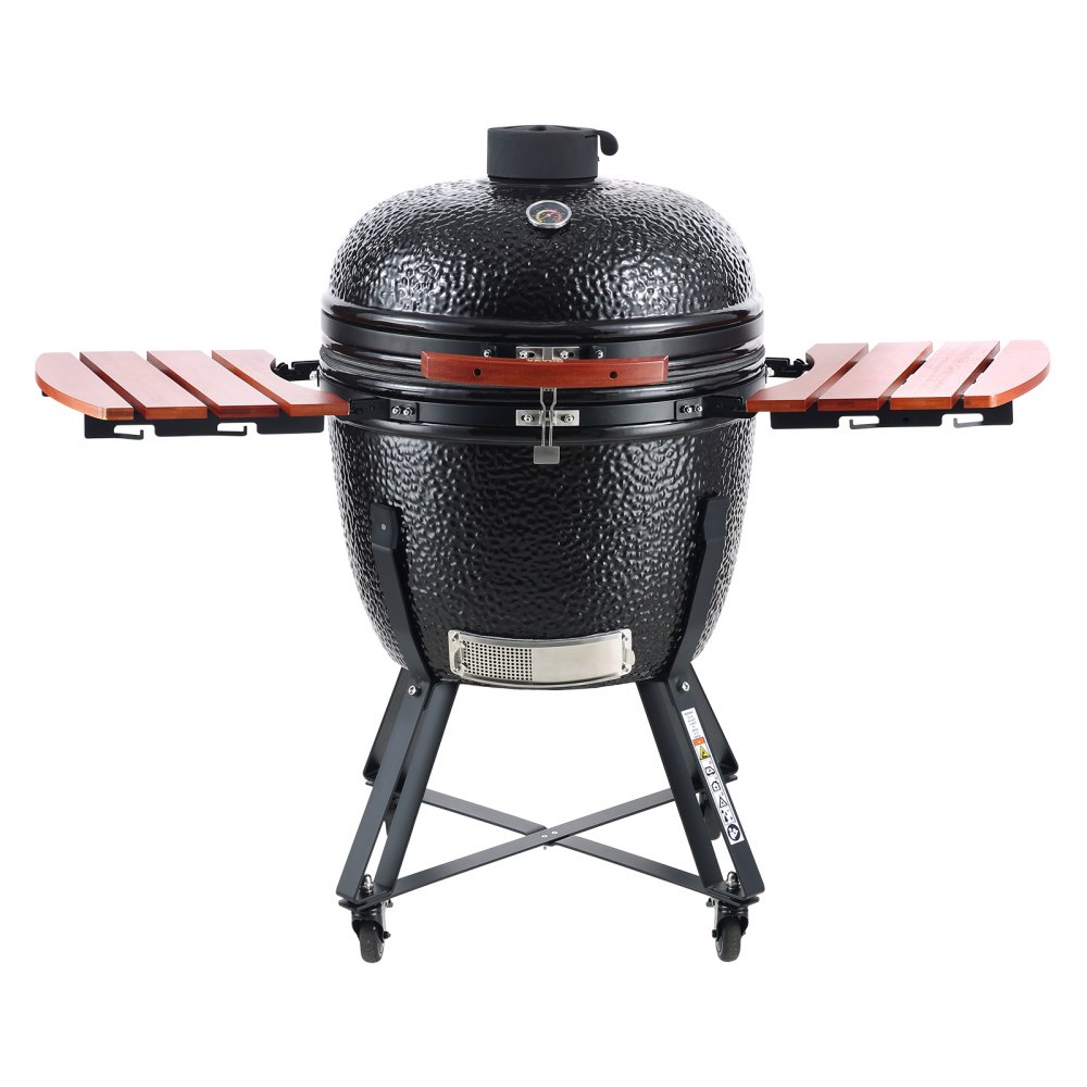 VEVOR Portable Charcoal Grill, Propane Gas Grills with Cover and Cart, Heavy Duty Stainless Steel BBQ Grill, Mini Smoker for Outdoor Cooking, Barbecue Camping, Picnic, and Backyard, Black